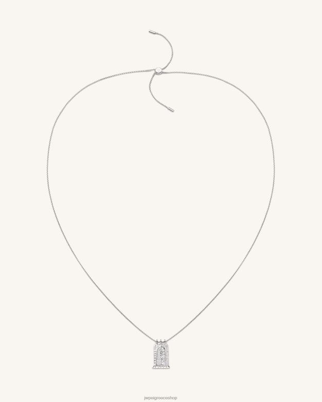 κολιέ JW PEI L4XRH347 Λευκό επιχρυσωμένο 18 καρατίων & λευκό ζιργκόν Ρωμαϊκό μικρό κολιέ με καμάρα