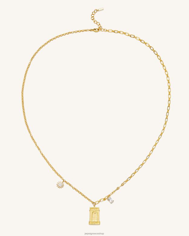 κολιέ JW PEI L4XRH348 Επίχρυσο 18 καρατίων & λευκό ζιργκόν Κρεμαστό κολιέ ρωμαϊκό τόξο