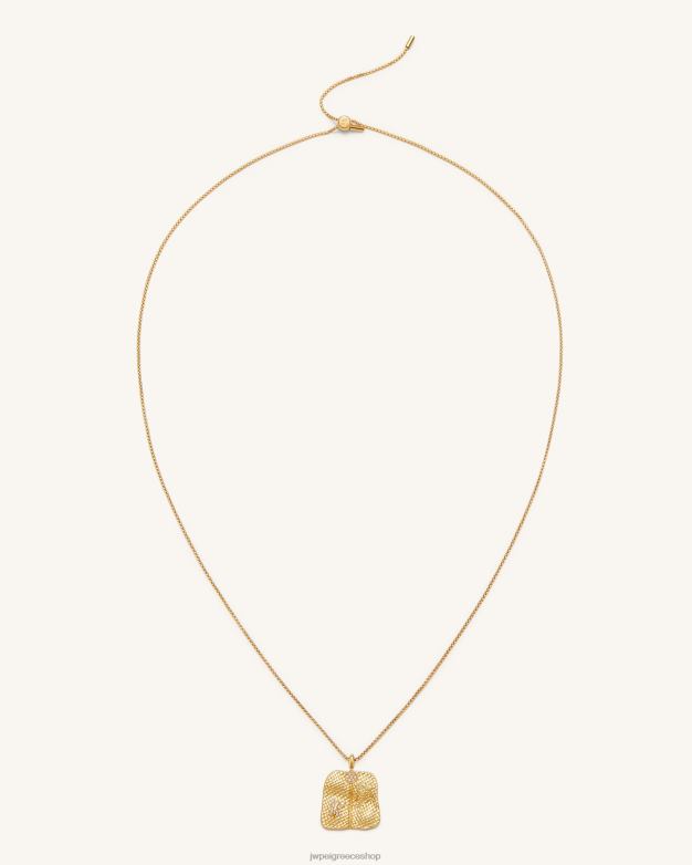 κολιέ JW PEI L4XRH354 Επίχρυσο 18 καρατίων & λευκό ζιργκόν κολιέ μενταγιόν βεντάλια