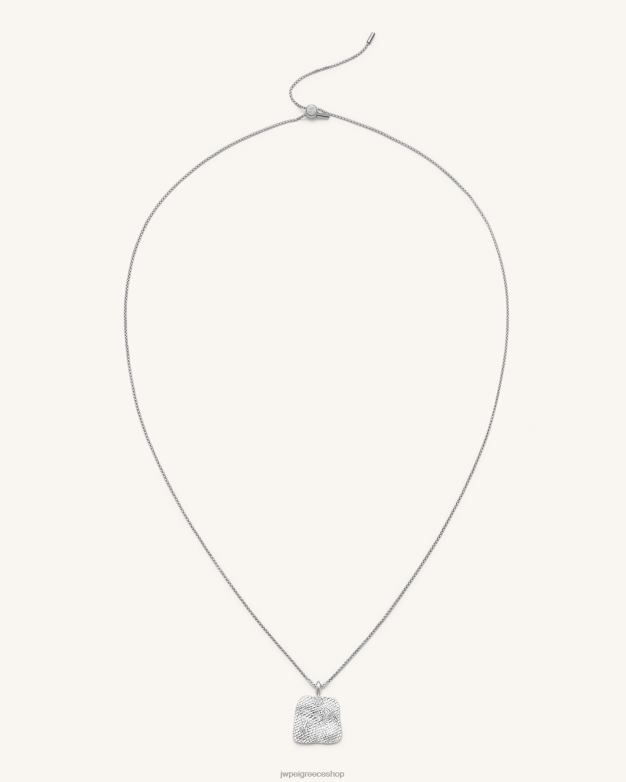 κολιέ JW PEI L4XRH356 Λευκό επιχρυσωμένο 18 καρατίων & λευκό ζιργκόν κολιέ μενταγιόν βεντάλια