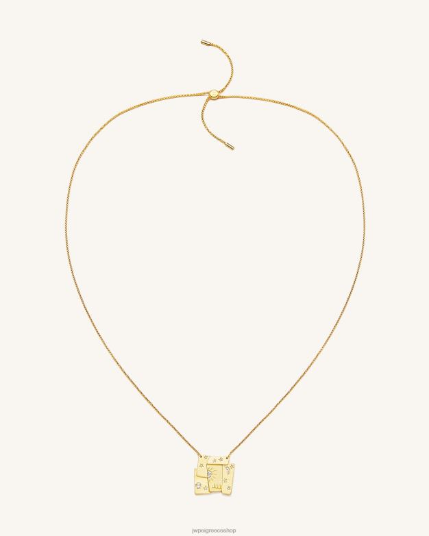 κολιέ JW PEI L4XRH373 Επίχρυσο 18 καρατίων & λευκό ζιργκόν Κολιέ με συνδυασμό cosmos