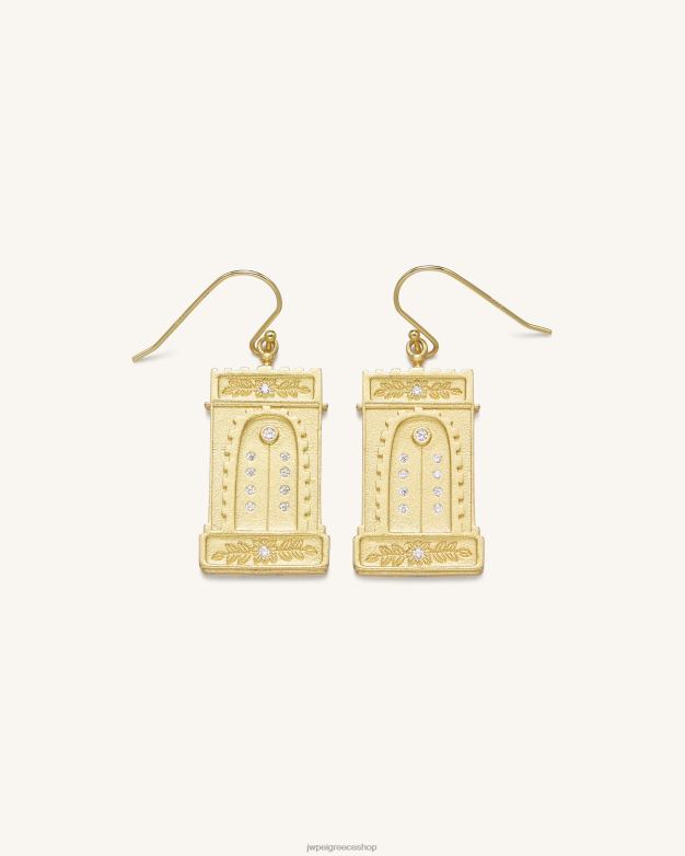 σκουλαρίκια JW PEI L4XRH351 Επίχρυσο 18 καρατίων & λευκό ζιργκόν ρωμαϊκά σκουλαρίκια με τόξο