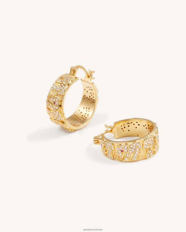 σκουλαρίκια JW PEI L4XRH378 Επίχρυσο 18 καρατίων & λευκό ζιργκόν & κόκκινο κορούνδιο σκουλαρίκια ελέφαντα