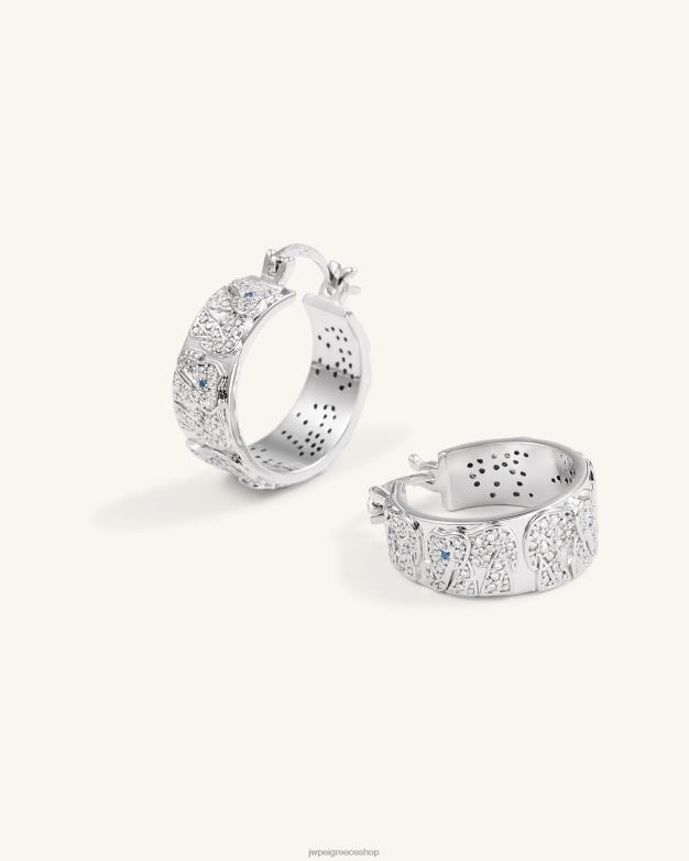 σκουλαρίκια JW PEI L4XRH379 Λευκό επιχρυσωμένο 18 καρατίων & λευκό ζιργκόν & μπλε σπινέλιο σκουλαρίκια ελέφαντα
