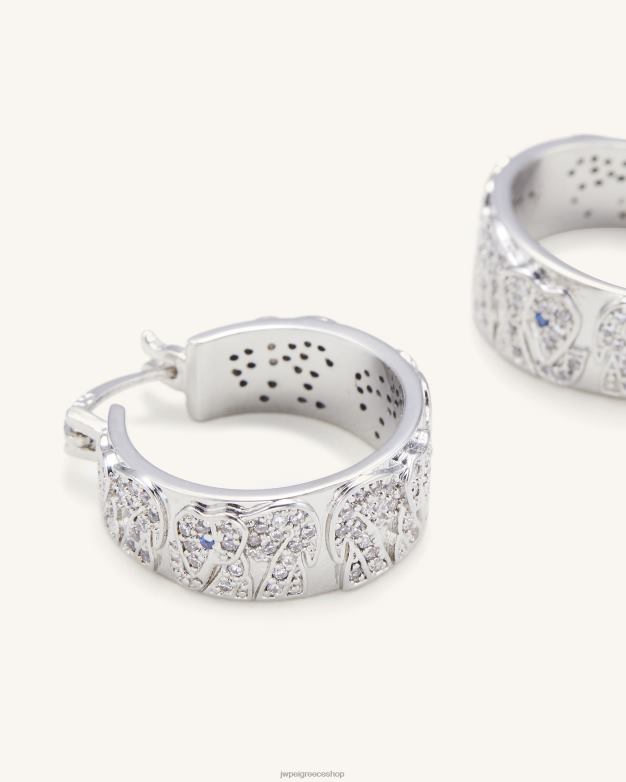 σκουλαρίκια JW PEI L4XRH379 Λευκό επιχρυσωμένο 18 καρατίων & λευκό ζιργκόν & μπλε σπινέλιο σκουλαρίκια ελέφαντα