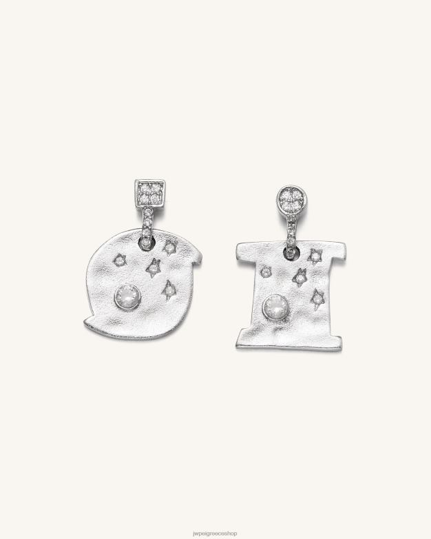σκουλαρίκια JW PEI L4XRH394 Λευκό επιχρυσωμένο 18 καρατίων & λευκό ζιργκόν σκουλαρίκια cosmos