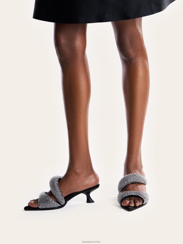 μουλάρι JW PEI L4XRH304 μαύρος τεχνητό κρύσταλλο sara mule