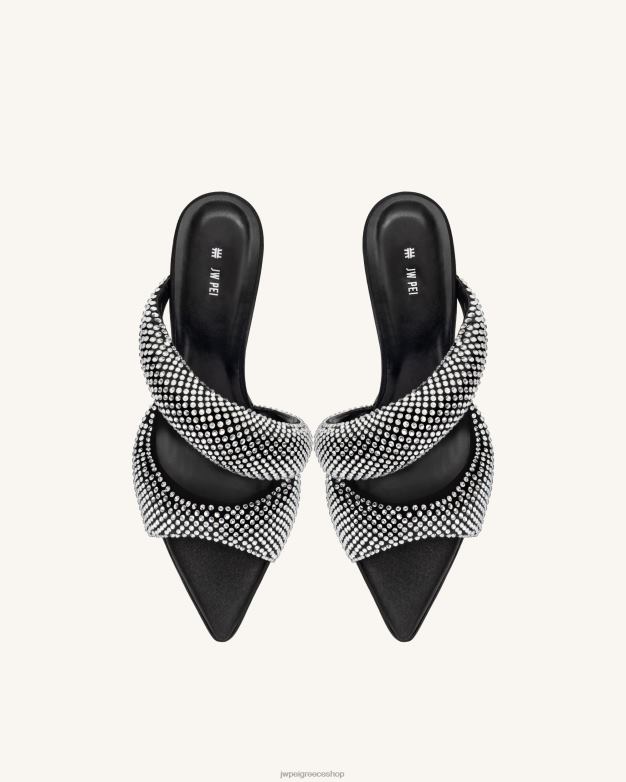 μουλάρι JW PEI L4XRH304 μαύρος τεχνητό κρύσταλλο sara mule