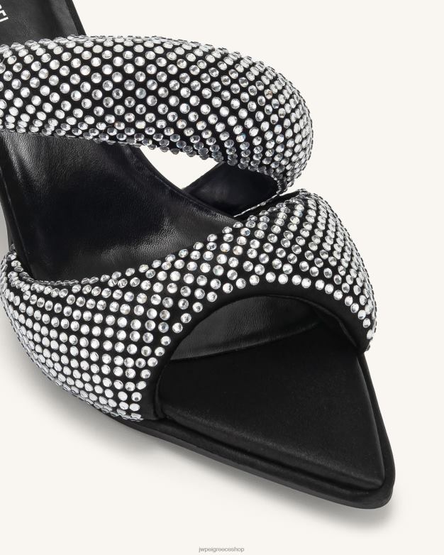 μουλάρι JW PEI L4XRH304 μαύρος τεχνητό κρύσταλλο sara mule