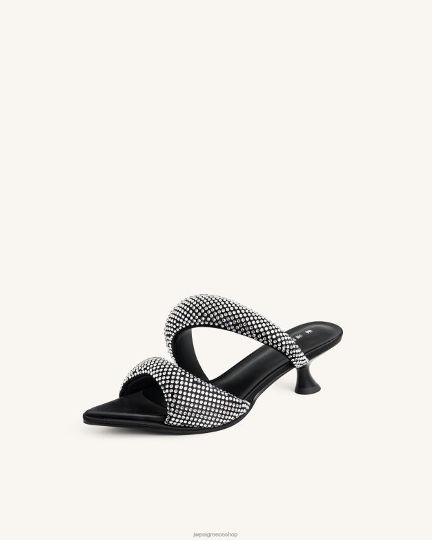 μουλάρι JW PEI L4XRH304 μαύρος τεχνητό κρύσταλλο sara mule