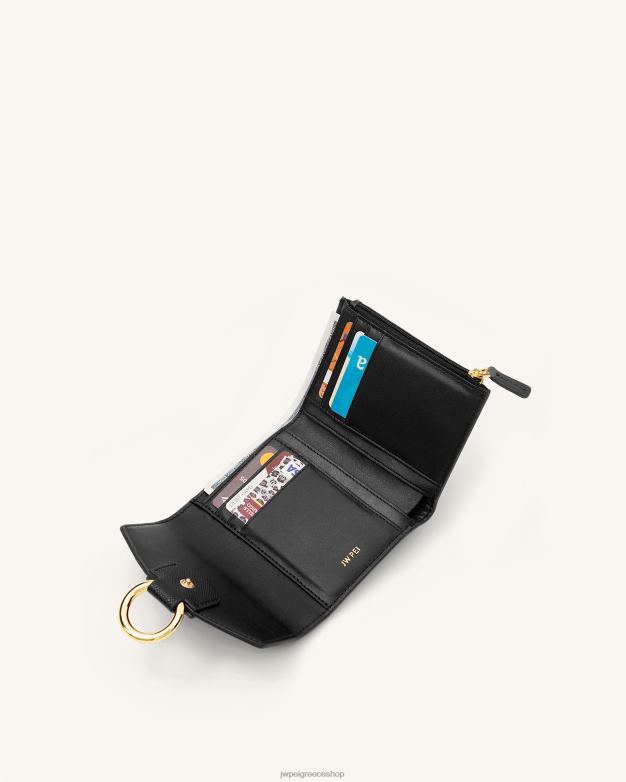 πορτοφόλι JW PEI L4XRH285 μαύρο κοκκώδες vegan δέρμα πορτοφόλι stella