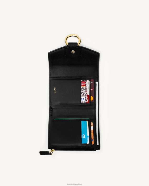 πορτοφόλι JW PEI L4XRH285 μαύρο κοκκώδες vegan δέρμα πορτοφόλι stella