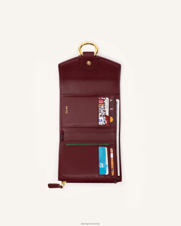 πορτοφόλι JW PEI L4XRH297 Vegan δέρμα με κόκκους μπορντό πορτοφόλι stella