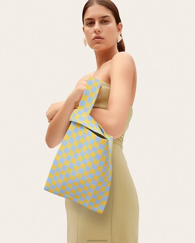 τσάντα totes JW PEI L4XRH242 πάγος & κίτρινο πλεκτή τσάντα σκακιέρας καριτέ