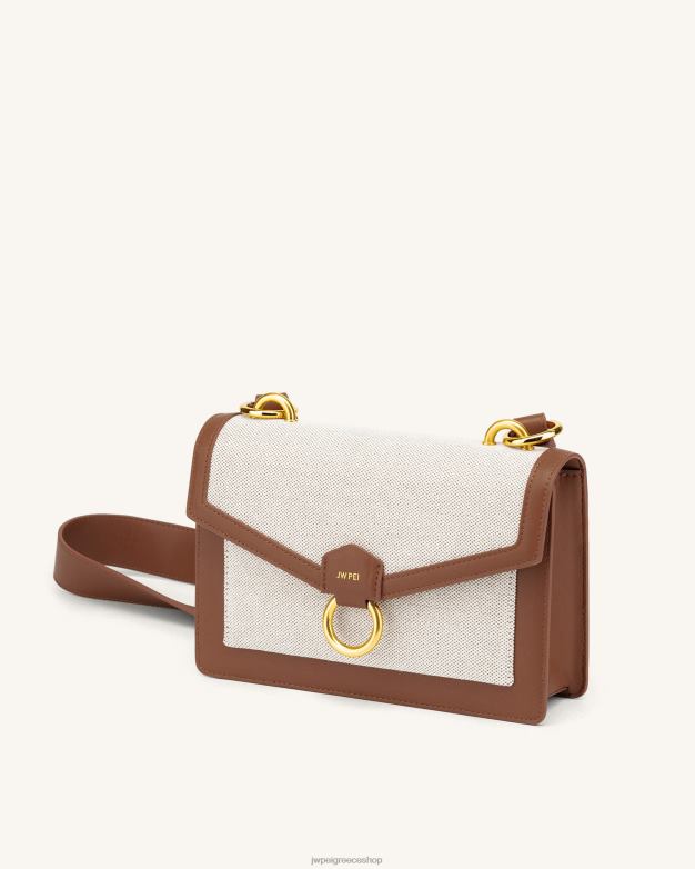 τσάντα χιαστί JW PEI L4XRH14 μπεζ καμβάς ο φάκελος χιαστί