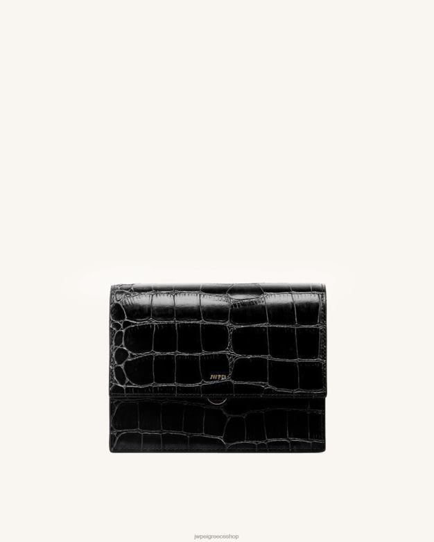 τσάντα χιαστί JW PEI L4XRH2 μαύρος κρόκος mini flap χιαστί