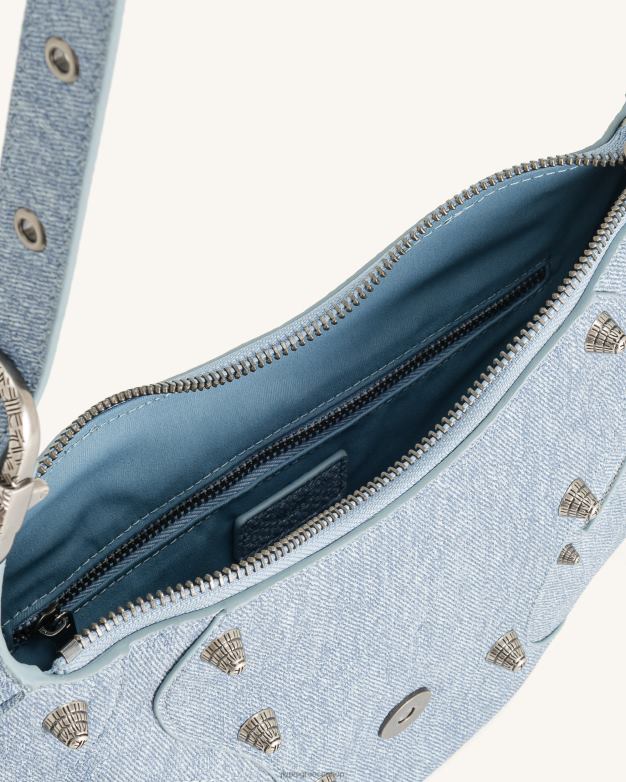 τσάντα χιαστί JW PEI L4XRH53 μπλε τζιν ανάγλυφο τσαντάκι tessa