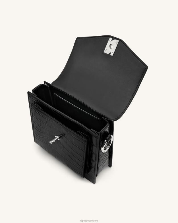 τσάντα λαβής JW PEI L4XRH183 μαύρος κρόκος τσάντα lucy