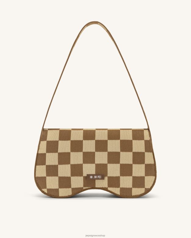 τσάντα ώμου JW PEI L4XRH111 καφέ & μπεζ πλεκτή τσάντα ώμου becci