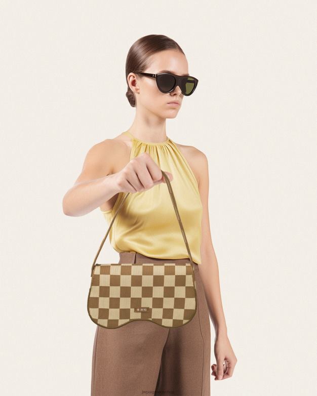 τσάντα ώμου JW PEI L4XRH111 καφέ & μπεζ πλεκτή τσάντα ώμου becci