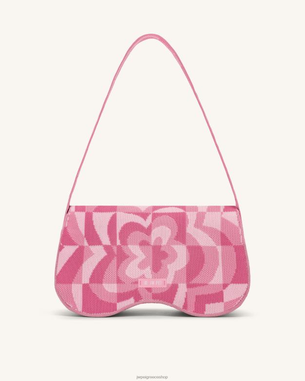 τσάντα ώμου JW PEI L4XRH112 απαλό ροζ & ροζ & ζεστό ροζ πλεκτή τσάντα ώμου becci