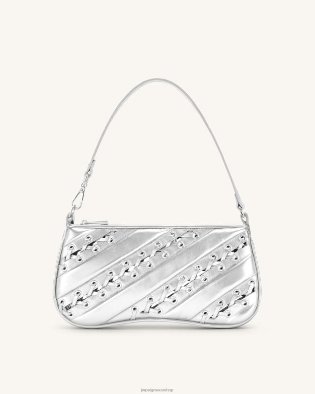 τσάντα ώμου JW PEI L4XRH130 ασήμι Τσάντα ώμου με μεταλλικούς ιμάντες eva
