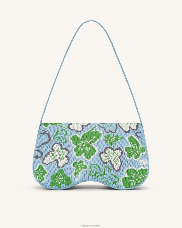 τσάντα ώμου JW PEI L4XRH148 συλλογή λουλουδιών - πάγος & πράσινο & λευκό & γκρι πλεκτή τσάντα ώμου becci