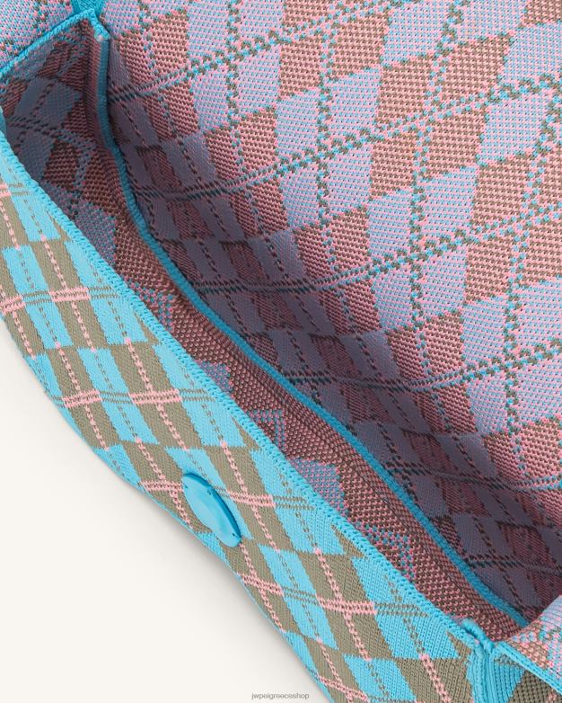 τσάντα ώμου JW PEI L4XRH151 μπλε της λίμνης & γκρι πράσινο & ροζ πλεκτή τσάντα ώμου becci