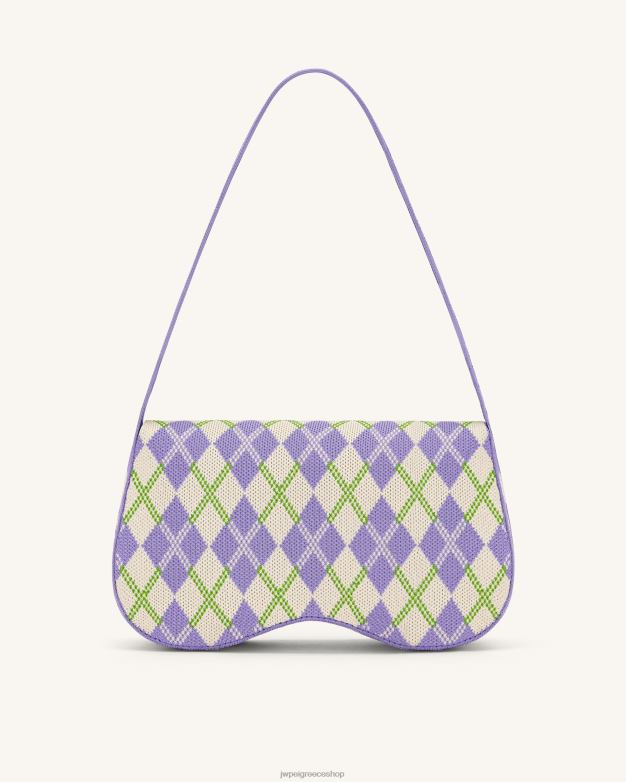 τσάντα ώμου JW PEI L4XRH152 μωβ & ιβουάρ & λάιμ πλεκτή τσάντα ώμου becci