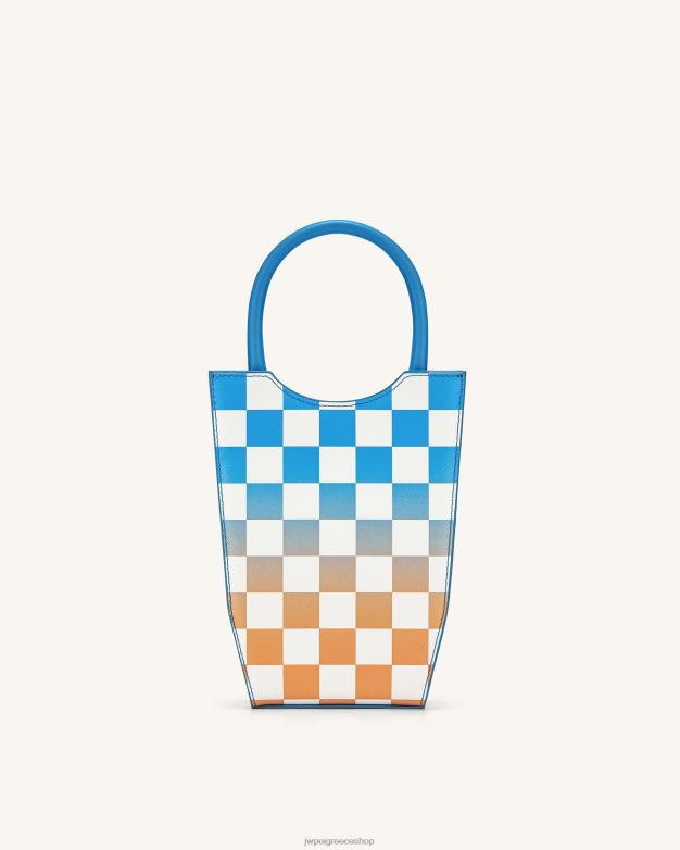 τσάντα τηλεφώνου JW PEI L4XRH232 μπλε και πορτοκαλί της λίμνης Fei ντεγκραντέ σκακιέρας τηλεφωνική τσάντα