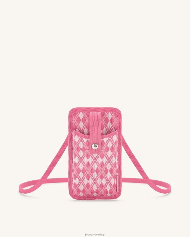 τσάντα τηλεφώνου JW PEI L4XRH235 ροζ & ζεστό ροζ πλεκτή τσάντα τηλεφώνου από aylin